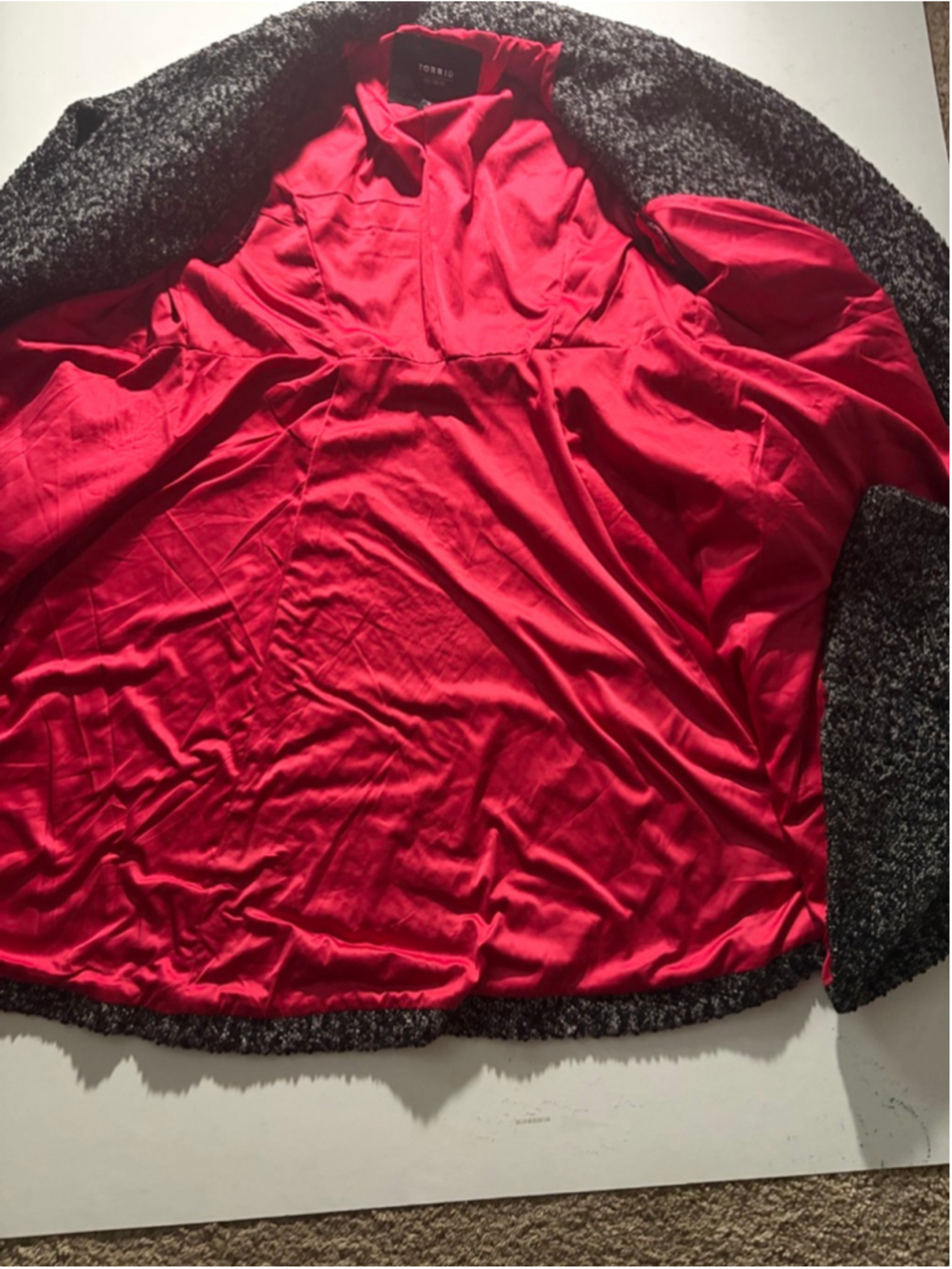 Women's Torrid Pea Coat Plus 0X Black Red - Picture 7 of 10
